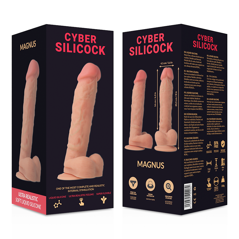 CYBER SILICOCK - DONG DE SILICONE LÍQUIDO MACIO ULTRA REALISTA 20.5 CM -O- 4.1 CM - Sexshoptuga  Sexshoptuga 