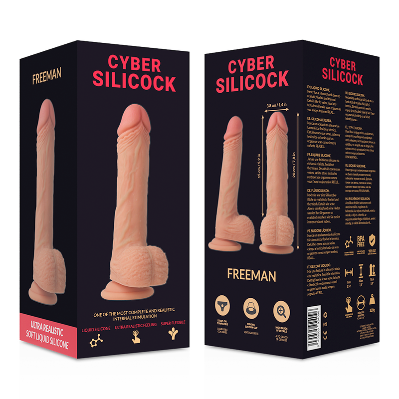 CYBER SILICOCK - SILICONE LÍQUIDO MACIO ULTRA REALÍSTICO FREEMAN 20 CM -O- 3.8 CM - Sexshoptuga  Sexshoptuga 