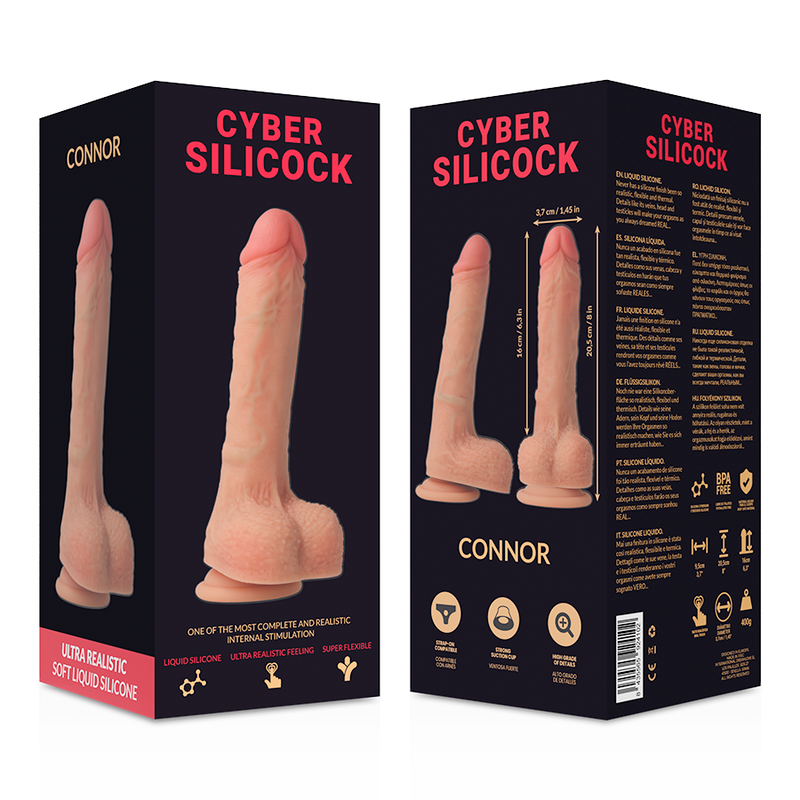 CYBER SILICOCK - SILICONE LÍQUIDO MACIO CONNOR ULTRA REALISTA 20.5 CM -O- 3.7 CM - Sexshoptuga  Sexshoptuga 