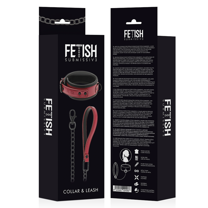 FETISH SUBMISSIVE DARK ROOM - COLAR DE CORRENTE COM FORRO DE NEOPRENE - Sexshoptuga  Sexshoptuga 