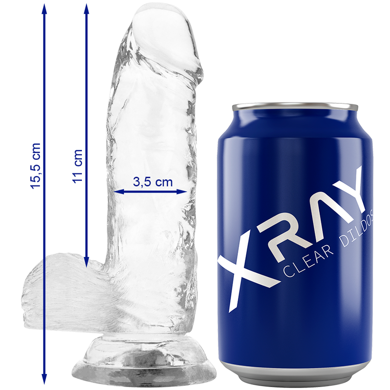 X RAY - ARNÊS SEGURANA + DILDO TRANSPARENTE COM BOLAS 15.5 CM -O- 3.5 CM Sexshoptuga 