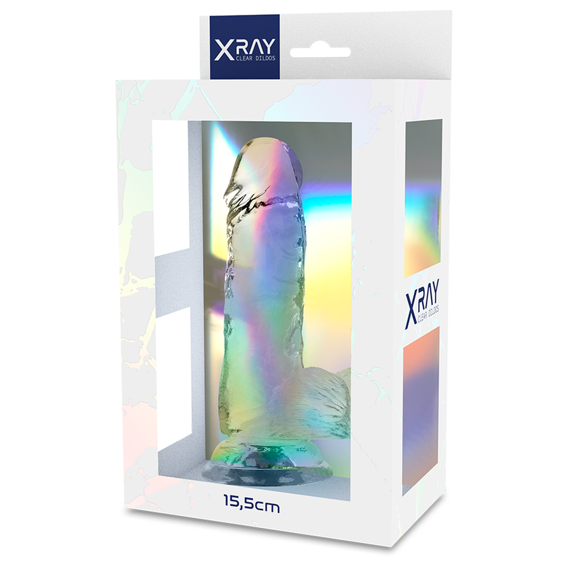 X RAY - ARNÊS SEGURANA + DILDO TRANSPARENTE COM BOLAS 15.5 CM -O- 3.5 CM Sexshoptuga 