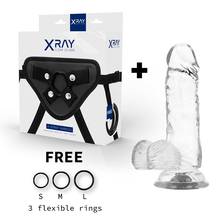 X RAY - ARNÊS SEGURANA + DILDO TRANSPARENTE COM BOLAS 15.5 CM -O- 3.5 CM Sexshoptuga 