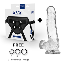 X RAY - ARNÊS + DILDO TRANSPARENTE COM BOLAS 18.5 CM -O- 3.8 CM Sexshoptuga 