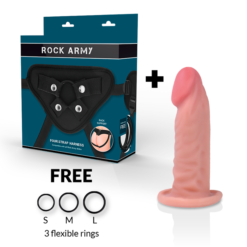 ROCKARMY - ARNÊS + DILDO REALÍSTICO TIGRE DE DUAL DENSIDADE 14 CM -O- 4.46 CM Sexshoptuga 