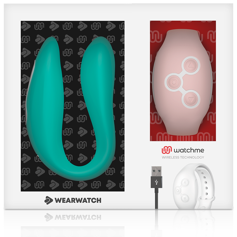 WEARWATCH - VIBRADOR DE TECNOLOGIA DUAL WATCHME ÁGUA DO MAR / ROSA - Sexshoptuga 