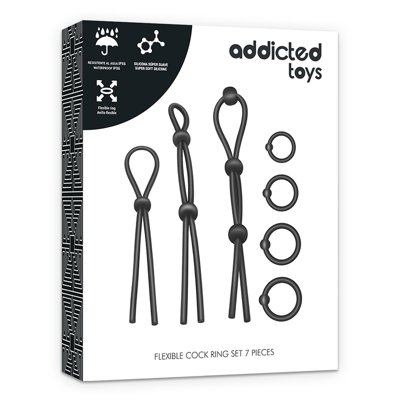 ADDICTED TOYS - CONJUNTO DE ANÉIS PARA GALO DE SILICONE FLEXÍVEL 7 PEAS - Sexshoptuga  Sexshoptuga 