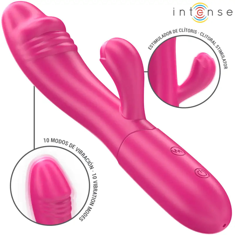 INTENSE - IVY VIBRADOR FLEXÍVEL 10 VIBRAÇÕES COM LÍNGUA ESTIMULANTE ROSA - Sexshoptuga 