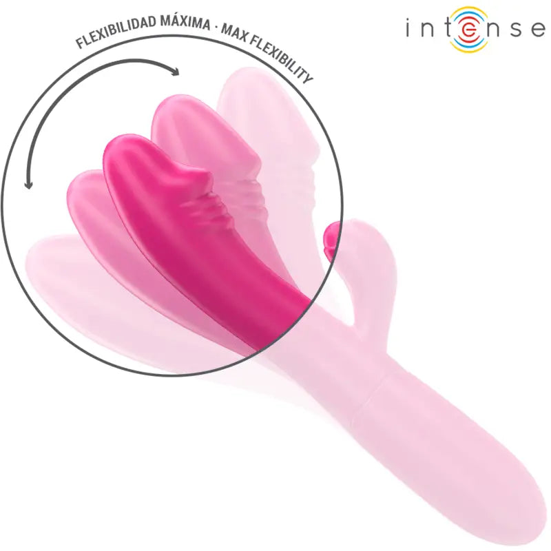 INTENSE - IVY VIBRADOR FLEXÍVEL 10 VIBRAÇÕES COM LÍNGUA ESTIMULANTE ROSA - Sexshoptuga 