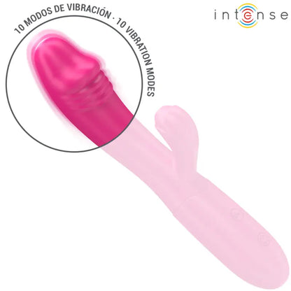 INTENSE - IVY VIBRADOR FLEXÍVEL 10 VIBRAÇÕES COM LÍNGUA ESTIMULANTE ROSA - Sexshoptuga 