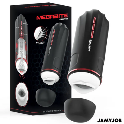 JAMYJOB - MASTURBADOR BOCAL AUTOMÁTICO MEGABITE 5 MODOS DE SUCÇÃO E VIBRAÇÃO - Sexshoptuga 