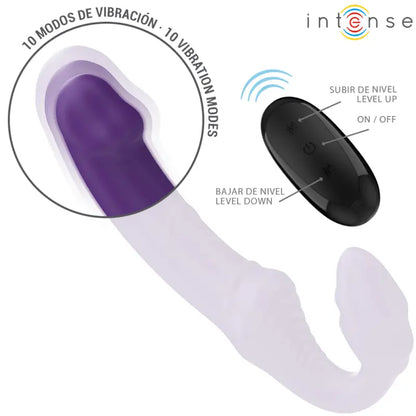 INTENSE - JILL VIBRADOR DUPLO 20 CM ROXO CONTROLE REMOTO - Sexshoptuga 