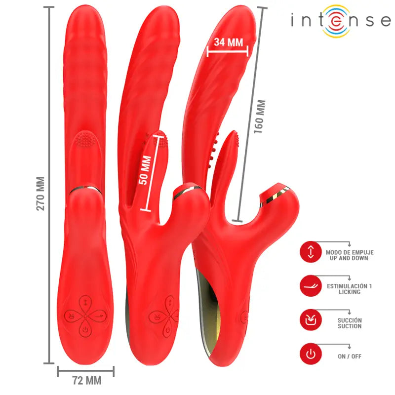 INTENSE - KAROL MULTIFUNÇÃO VIBRADOR IMPULSO & ESTIMULAÇÃO & SUCÇÃO VERMELHO - Sexshoptuga 