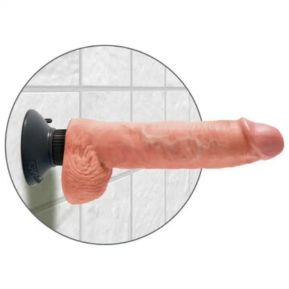 KING COCK - DILDO VIBRANTE COM TESTÍCULOS 25.5 CM COR NATURAL - Sexshoptuga 