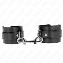 KINK - RETENÇÕES DE PULSO - LINHA DE REBITE ÚNICA E FIVELA GRANDE PRETA AJUSTÁVEL 17-28 CM X 5 CM - Sexshoptuga  Sexshoptuga 