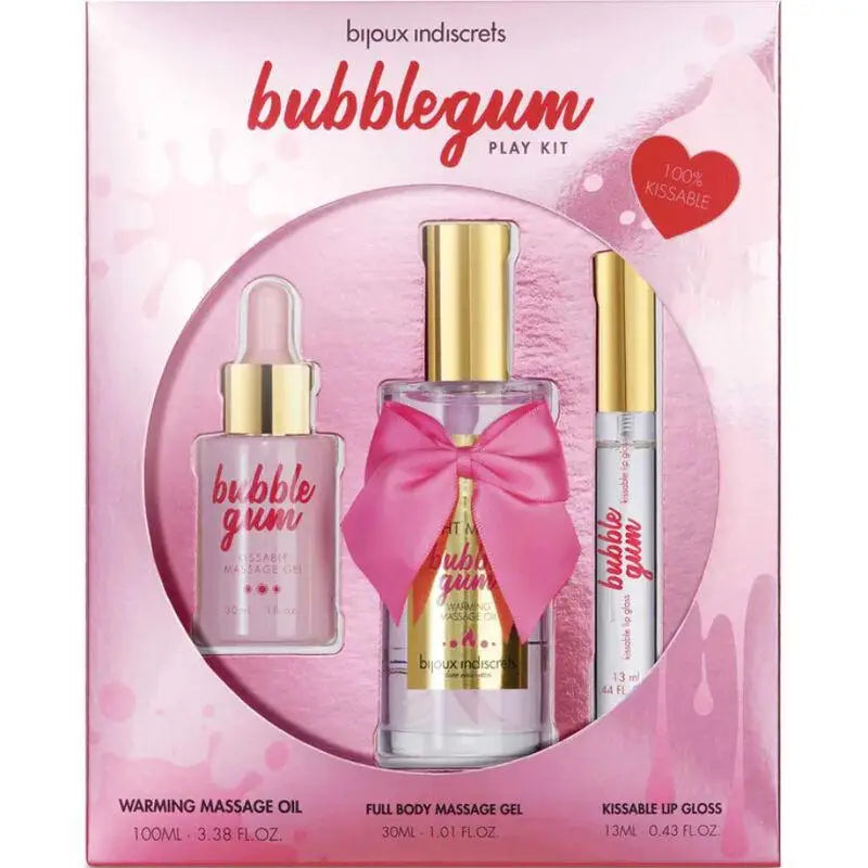 BIJOUX - INDISCRETS KIT BUBBLEGUM PLAY COM ÓLEO GEL E LIP GLOSS - Sexshoptuga 