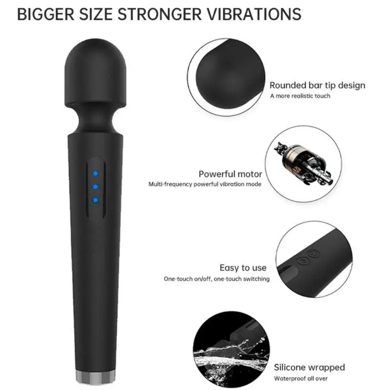 ARMONY - X POWER GRANDE MASSAGER E VIBRADOR 7 VIBRAÇÕES PRETO - Sexshoptuga 