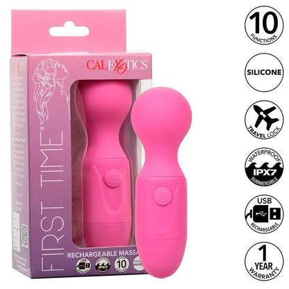 CALEXOTICS - FIRST TIME MASSAGEADOR RECARREGÁVEL 10 VIBRAÇÕES ROSA - Sexshoptuga 