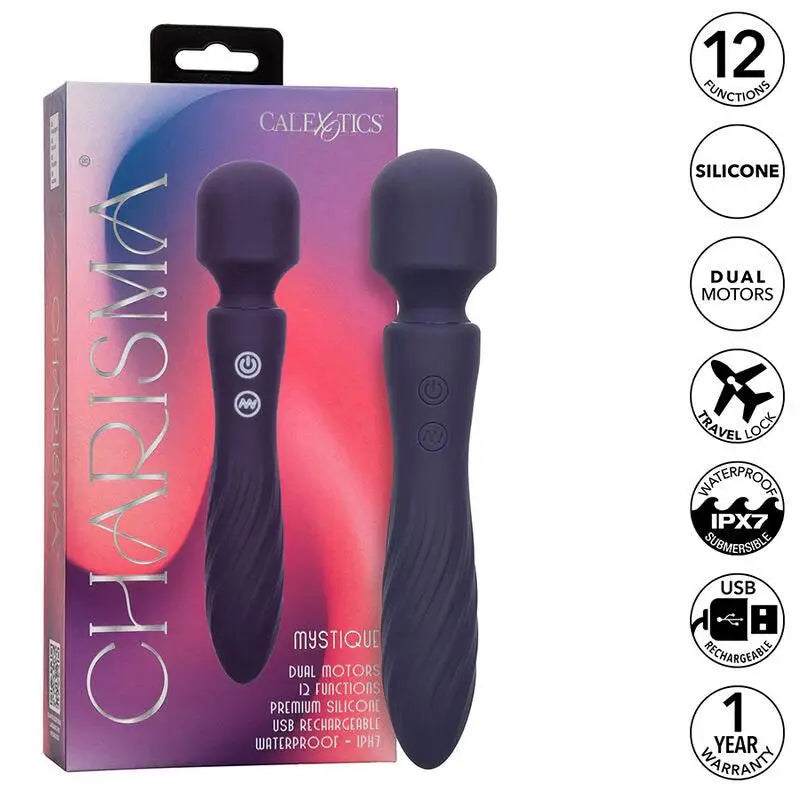 CALEXOTICS - CHARISMA MYSTIQUE MASSAGER DUAL MOTORS 12 FUNÇÕES 20,5 CM X 4,5 CM ROXO - Sexshoptuga 