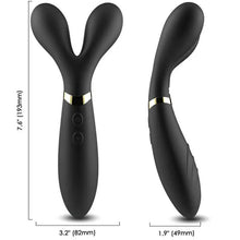 ARMONY - MASSAGER Y-WAND E VIBRADOR CABEÇA DUPLA PRETO - Sexshoptuga  Sexshoptuga 