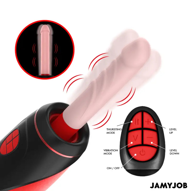 JAMYJOB - MASTURBADOR AUTOMÁTICO BASE PYSTON COM DILDO DE CONTROLE REMOTO - Sexshoptuga 