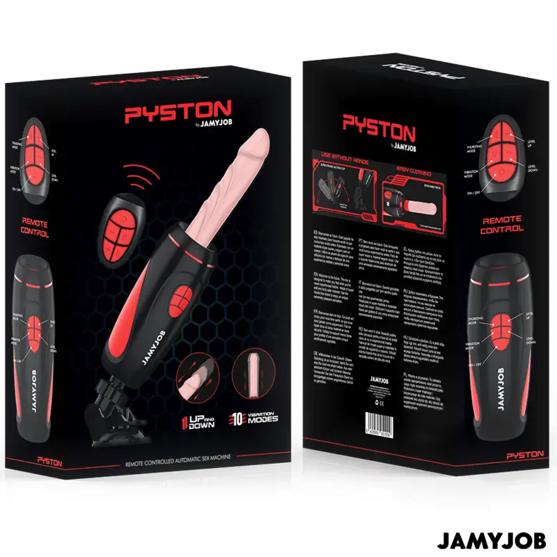 JAMYJOB - MASTURBADOR AUTOMÁTICO BASE PYSTON COM DILDO DE CONTROLE REMOTO - Sexshoptuga 