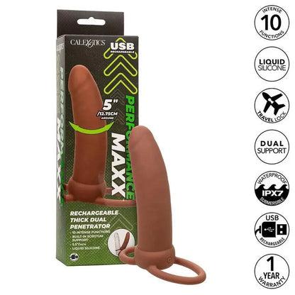 CALEXOTICS - MAXX THICK DUAL PENETRATOR 10 VIBRAÇÕES MARROM - Sexshoptuga 