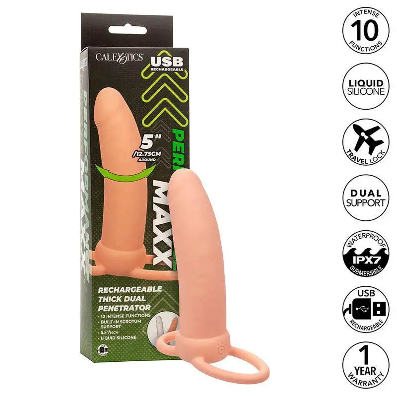 CALEXOTICS - MAXX THICK DUAL PENETRATOR 10 VIBRAÇÕES CARNE - Sexshoptuga 