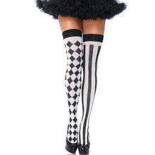 LEG AVENUE - MEIAS ALTAS ARLEQUIN PRETAS/BRANCAS - Sexshoptuga  Sexshoptuga 