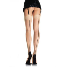 LEG AVENUE - MEIAS NUDE COM SALTO CUBANO E COSTURA NAS COSTAS - Sexshoptuga  Sexshoptuga 