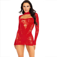 LEG AVENUE - MINI VESTIDO COM RENDA MANGA COMPRIDA VERMELHO - Sexshoptuga  Sexshoptuga 