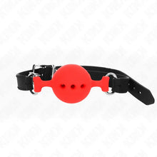 KINK - MORDAÇA COMPLETA DE SILICONE 55 x 2 CM COM BOLA DE 4,5 CM TAMANHO M VERMELHO AJUSTÁVEL 35-51 CM - Sexshoptuga  Sexshoptuga 