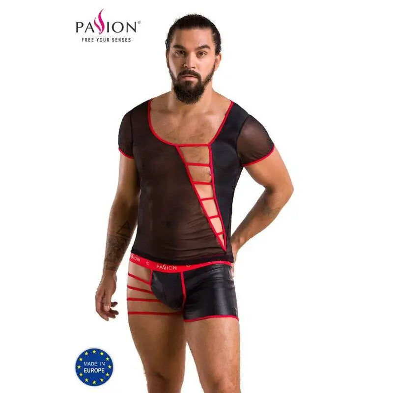 PASSION - 055 CONJUNTO MARCA PRETA S/M - Sexshoptuga 