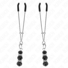 KINK - PINÇAS FINAS DOURADAS COM 3 CONTAS DE VIDRO PRETAS 7 CM - Sexshoptuga  Sexshoptuga 