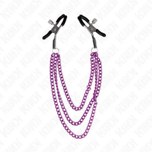 KINK - PINÇAS PARA BICOS COM 3 CORRENTES ROXO 20/23/28 CM - Sexshoptuga  Sexshoptuga 