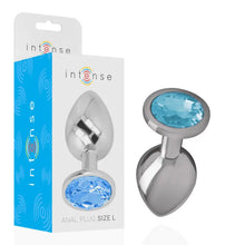 INTENSE - PLUG ANAL DE METAL DE ALUMÍNIO COM CRISTAL AZUL TAMANHO L - Sexshoptuga  Sexshoptuga 