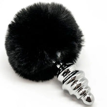 ALIVE - PLUG DE PRAZER ANAL ESPIRAL METAL FLUFFY PRETO TAMANHO L - Sexshoptuga  Sexshoptuga 