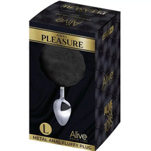 ALIVE - PLUG DE PRAZER ANAL METAL LISO FLUFFY PRETO TAMANHO L - Sexshoptuga  Sexshoptuga 