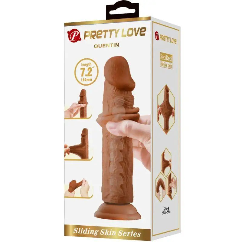 PRETTY LOVE - QUENTIN DILDO REALISTA 18 CM MARROM - Sexshoptuga 