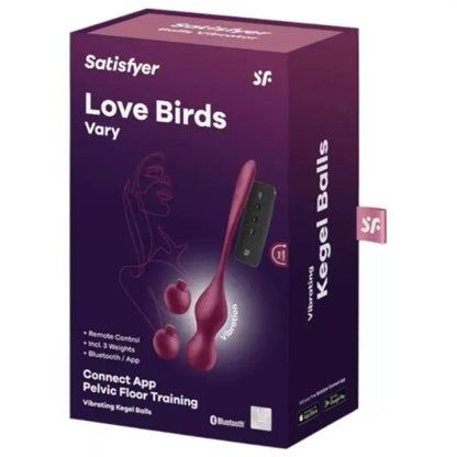 SATISFYER - LOVE BIRDS VARY BOLAS VIBRATÓRIAS APLICATIVO GRATUITO VINHO TINTO - Sexshoptuga 