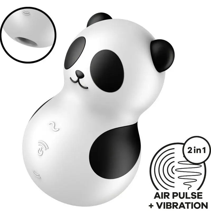 SATISFYER - POCKET PANDA ESTIMULADOR E VIBRADOR PRETO E BRANCO - Sexshoptuga 