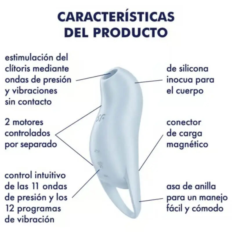 SATISFYER - POCKET PRO 1 ESTIMULADOR DE CLITÓRIS AZUL CLARO - Sexshoptuga 