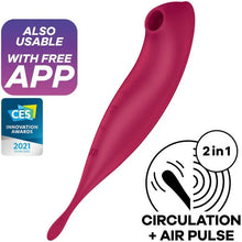 SATISFYER - TWIRLING PRO+ ESTIMULADOR DE PULSO DE AR E APLICATIVO VIBRADOR VERMELHO - Sexshoptuga  Sexshoptuga 