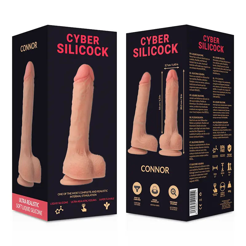 CYBER SILICOCK - STRAP-ON CONNOR SILICONE LÍQUIDO COM 3 ANÉIS GRTIS 20.5 CM -O- 3.7 CM - Sexshoptuga 