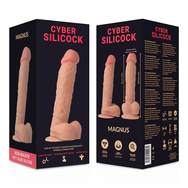 CYBER SILICOCK - STRAP-ON MAGNUS LIQUID SILICONE COM 3 ANÉIS GRTIS 20.5 CM -O- 4.1 CM - Sexshoptuga 