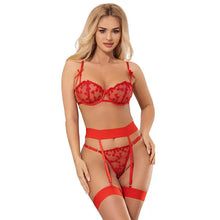 SUBBLIME - 954338 SUTIÃ COM ESTAMPA DE CORAÇÃO + TANGA + CINTO-LIGA VERMELHO L/XL - Sexshoptuga  Sexshoptuga 