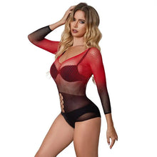 SUBBLIME - 952259 VESTIDO DE REDE ELSTICA DE MANGA LONGA COM DEGRADÊ VERMELHO E PRETO TAMANHO ÚNICO - Sexshoptuga  Sexshoptuga 