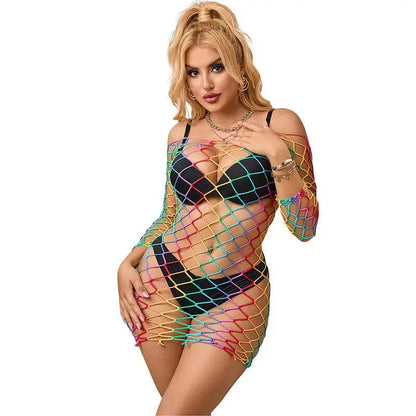 SUBBLIME - 952426 RAINBOW MANGA LONGA FISHNET VESTIDO TAMANHO ÚNICO - Sexshoptuga 