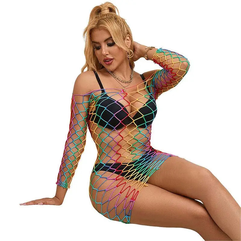 SUBBLIME - 952426 RAINBOW MANGA LONGA FISHNET VESTIDO TAMANHO ÚNICO - Sexshoptuga 