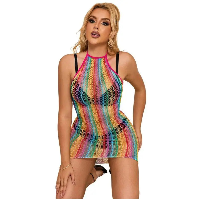 SUBBLIME - 952341 VESTIDO RAINBOW FISHNET TAMANHO ÚNICO - Sexshoptuga 